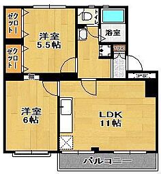 シャンポールド並木B 2LDKの間取図画像