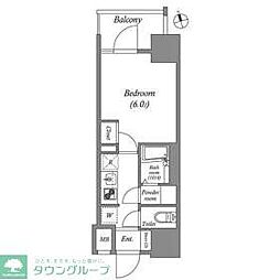 京急本線 大森海岸駅 徒歩3分の賃貸マンション 8階1Kの間取り