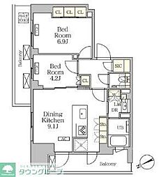 JR京浜東北・根岸線 大森駅 徒歩2分の賃貸マンション 17階2DKの間取り