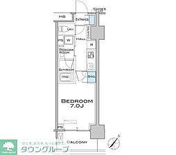 東急目黒線 武蔵小山駅 徒歩3分の賃貸マンション 2階1Kの間取り