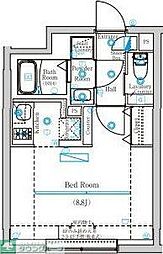 京急本線 梅屋敷駅 徒歩8分の賃貸マンション 4階ワンルームの間取り