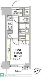 JR山手線 大崎駅 徒歩12分の賃貸マンション 2階1Kの間取り