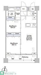 東急池上線 池上駅 徒歩6分の賃貸マンション 8階2LDKの間取り