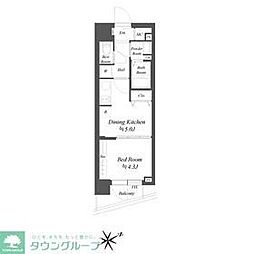 ブランシエスタ品川大井町パークエッジ 1DKの間取図画像