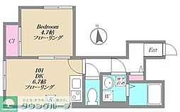 京急本線 大森町駅 徒歩11分の賃貸アパート 2階1DKの間取り