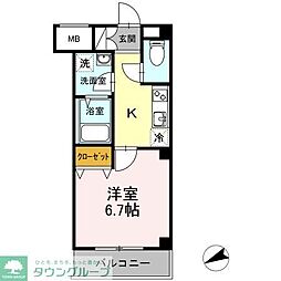 京急空港線 穴守稲荷駅 徒歩3分の賃貸マンション 3階1Kの間取り