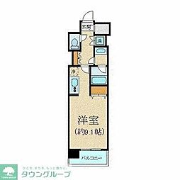 東急池上線 大崎広小路駅 徒歩2分の賃貸マンション 5階ワンルームの間取り