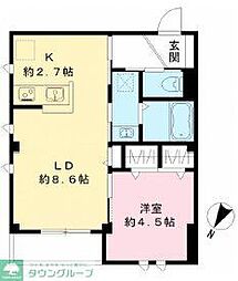 東急大井町線 戸越公園駅 徒歩8分の賃貸マンション 3階1LDKの間取り
