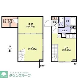 都営浅草線 馬込駅 徒歩3分の賃貸マンション 1階1LDKの間取り