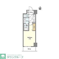 ラドゥセール大森山王 1Kの間取図画像