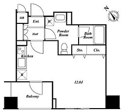 アクロス目黒タワー ワンルームの間取図画像