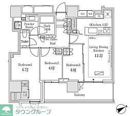 パークタワー大森 3LDKの間取図画像