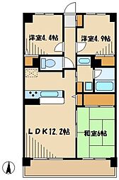 アイリス壱番館 2SLDKの間取図画像