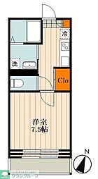 アール桜木 1Kの間取図画像