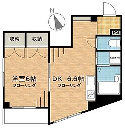 シティファイブ二番館 1DKの間取図画像