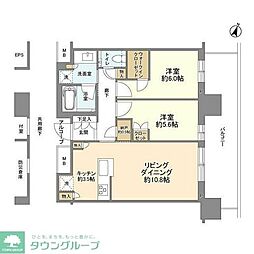 プラウドタワー目黒MARC 2LDKの間取図画像