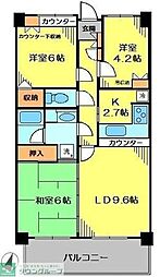 東急ドエルアルス長津田 1階3LDKの間取り