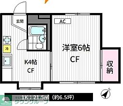 フォーレつつじ 1Kの間取図画像