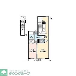 リコルデ田奈 1DKの間取図画像