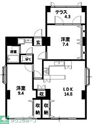 ラスカサス美しが丘 2SLDKの間取図画像