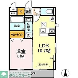 サニーコート 1LDKの間取図画像