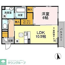 ピフォンテ綱島 1LDKの間取図画像