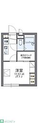 レオパレスティンカーベル 1Kの間取図画像