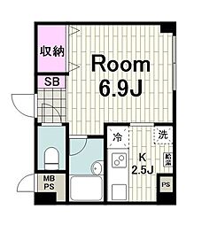 セカンドウィスタリアヒルズ ワンルームの間取図画像