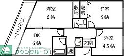 第1松沢ビルパインクレスト1番館 3DKの間取図画像