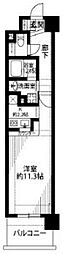 エルエー・プライル新横浜 ワンルームの間取図画像