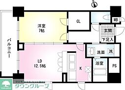 ノース清水 1LDKの間取図画像