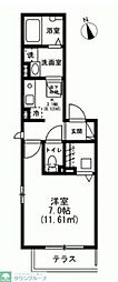 キーファー大倉山 1Kの間取図画像