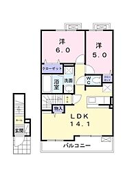 エテルノアン2 2LDKの間取図画像