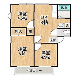 花畑ロイヤルパークＡ／Ｂ 1階3DKの間取り