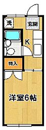 さかいりハイツ 1Kの間取図画像