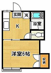 メゾン花畑 1Kの間取図画像