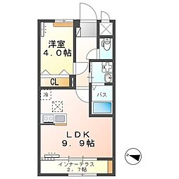 つくば市酒丸新築アパート 1LDKの間取図画像