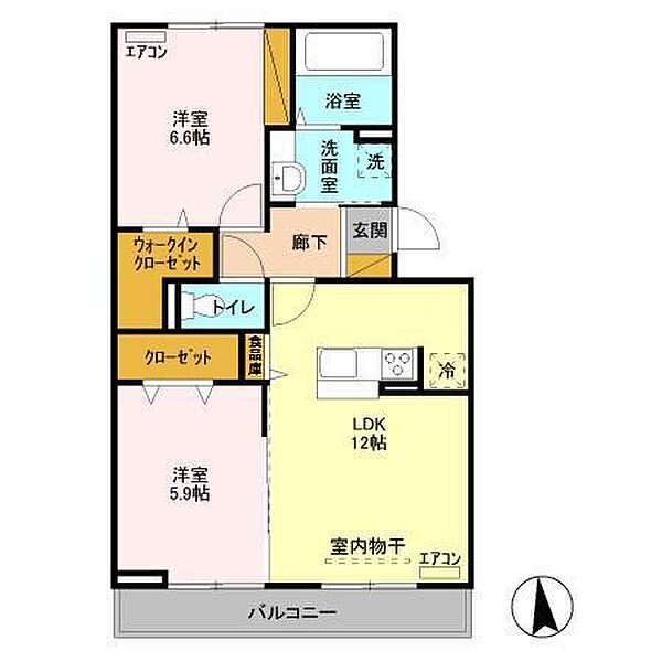 シャトーパルフェ 302｜茨城県つくば市学園南3丁目(賃貸アパート2LDK・3階・58.37㎡)の写真 その2