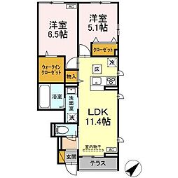etoile filante(エトワール・フィラント) 2LDKの間取図画像