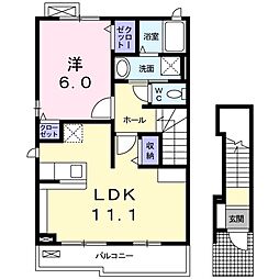 ヴィラ・フリューゲル 1LDKの間取図画像