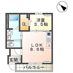FK5 1LDKの間取図画像