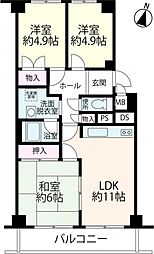 千船ビューハイツ 3LDKの間取図画像