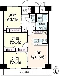 近鉄淀川リバーサイドマンション 3LDKの間取図画像