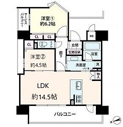 プレサンスロジェ本町 2LDKの間取図画像