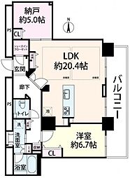 レジデンス梅田ローレルタワー 1SLDKの間取図画像