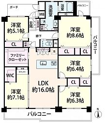 シティハイツ大淀1号棟 5LDKの間取図画像