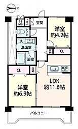ノバカネイチ同心町 2LDKの間取図画像