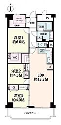 ローレルハイツ北天満2号棟西棟 3LDKの間取図画像