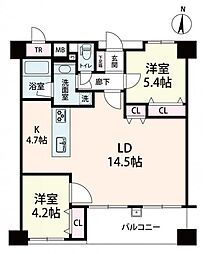 セレッソコート梅田リーベンシティ 2LDKの間取図画像