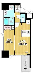 プレサンス北浜レガーロ 1LDKの間取図画像